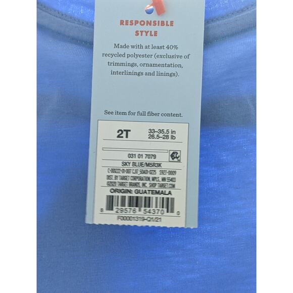 Cat & Jack TShirt Blue 2T Toddler Girls Sequin Rainbow Butterfly Tee Periwinkle - Picture 5 of 9